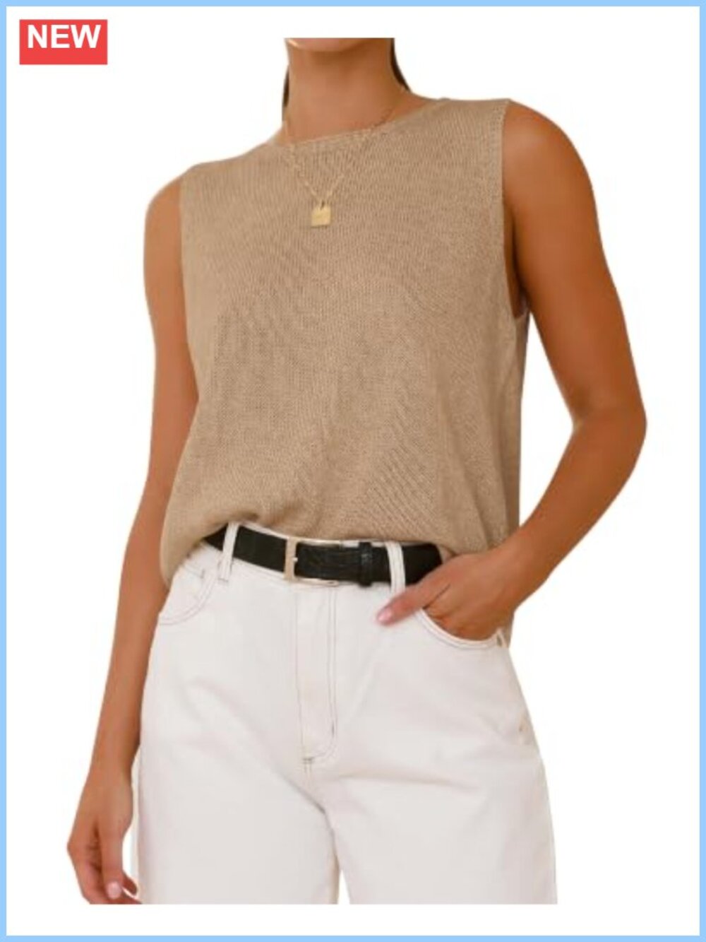 Women's Sleeveless Knit Sweater Vest, Ribbed Tank Top, 100% Viscose
